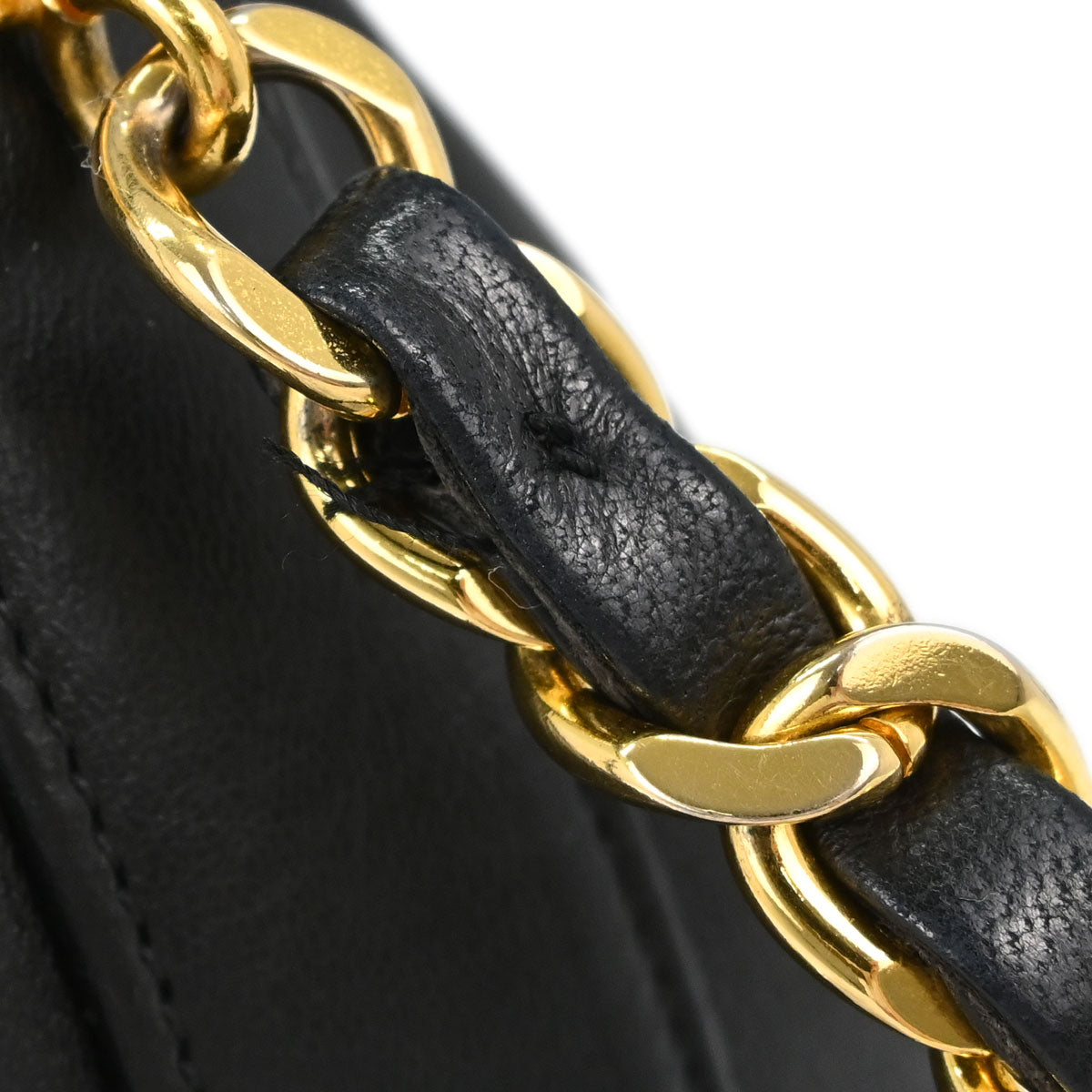 Chanel 1991-1994 Black Lambskin Triple CC Drawstring Shoulder Bag