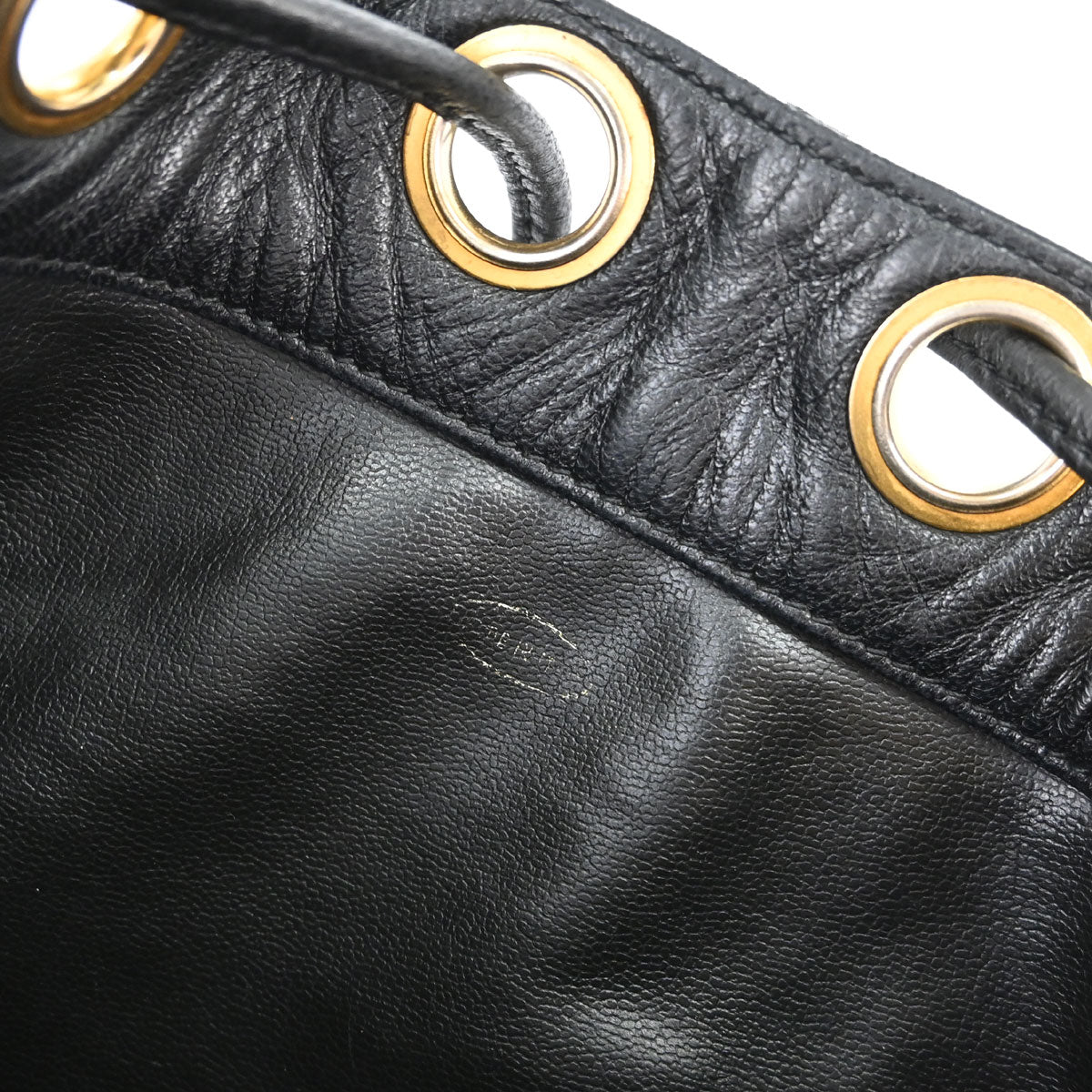 Chanel 1991-1994 Black Lambskin Triple CC Drawstring Shoulder Bag