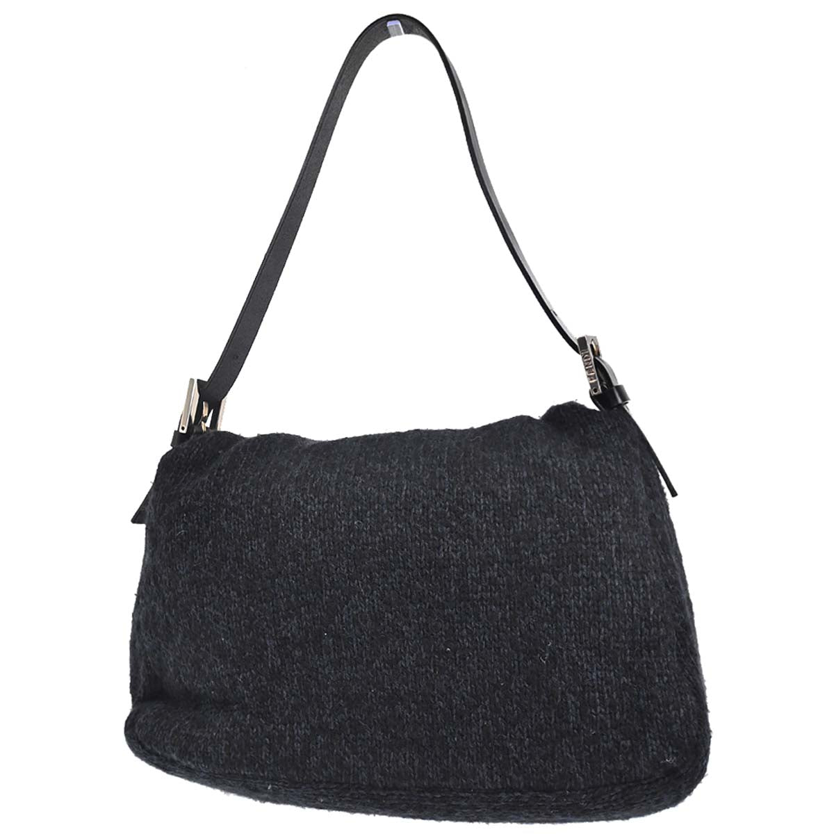 Fendi Black Wool Mamma Baguette Handbag