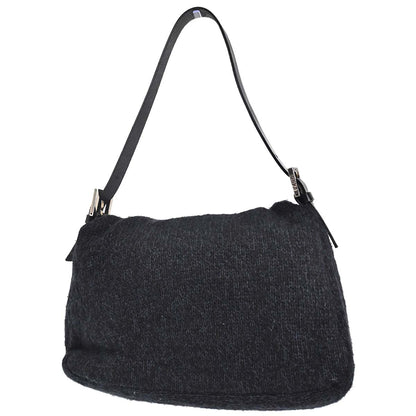 Fendi Black Wool Mamma Baguette Handbag