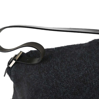 Fendi Black Wool Mamma Baguette Handbag
