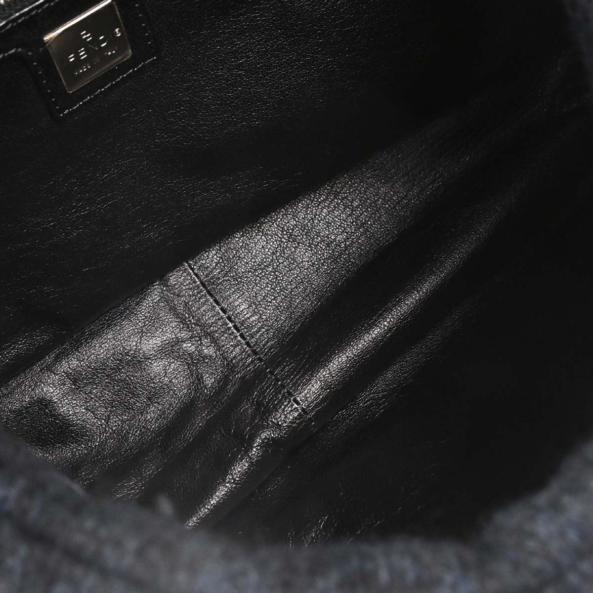 Fendi Black Wool Mamma Baguette Handbag
