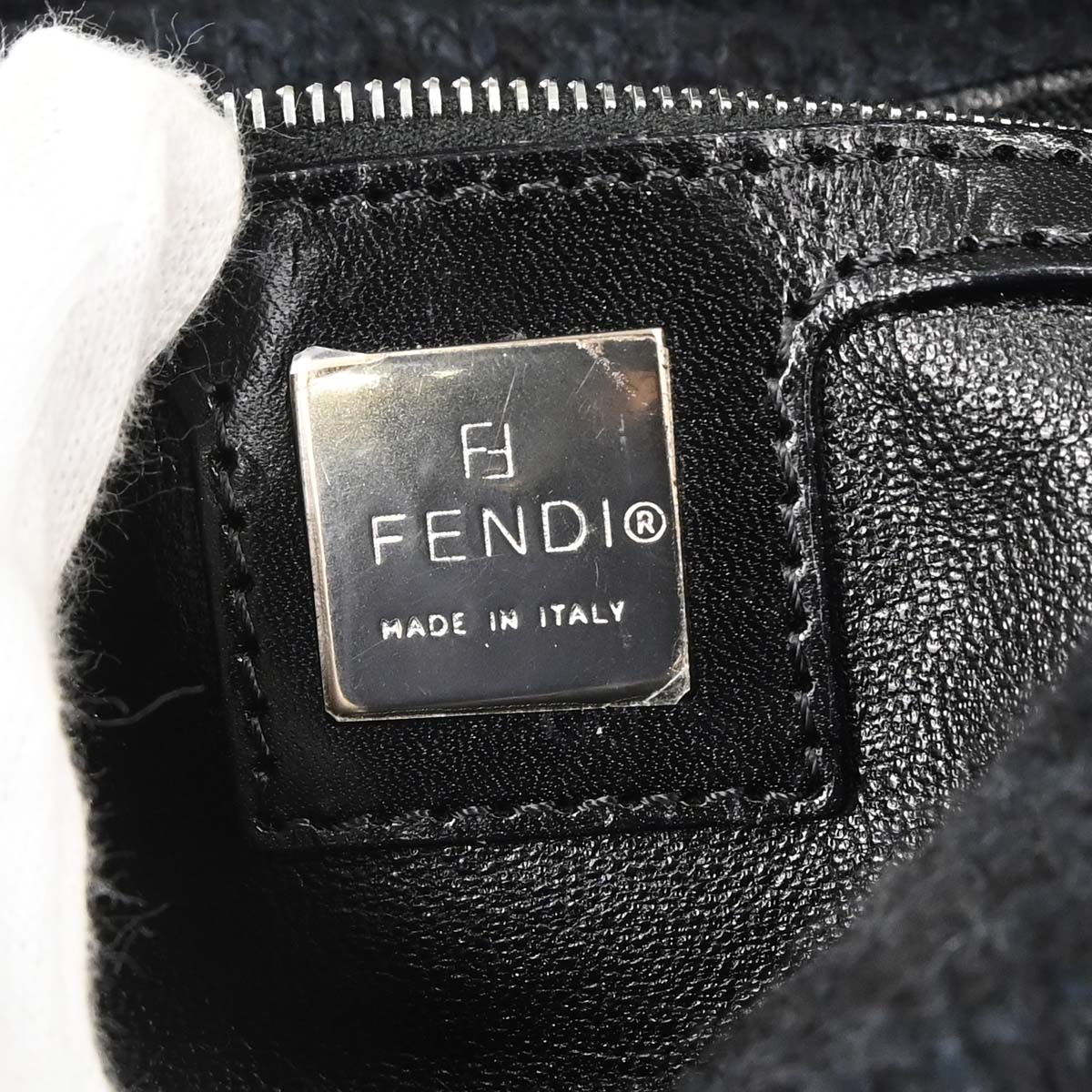 Fendi Black Wool Mamma Baguette Handbag