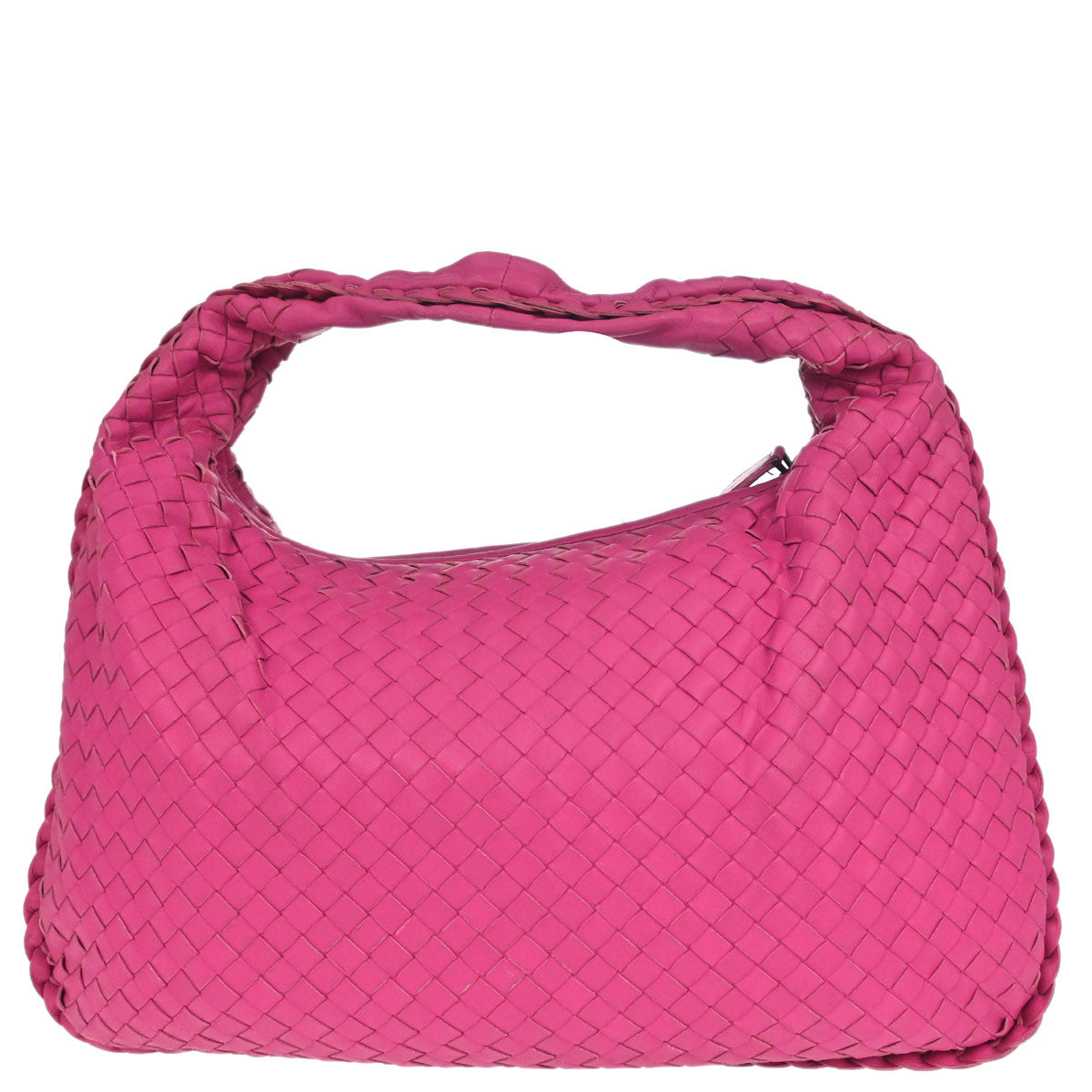 Bottega Veneta Pink Lambskin Intrecciato Hobo Handbag