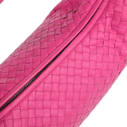 Bottega Veneta Pink Lambskin Intrecciato Hobo Handbag