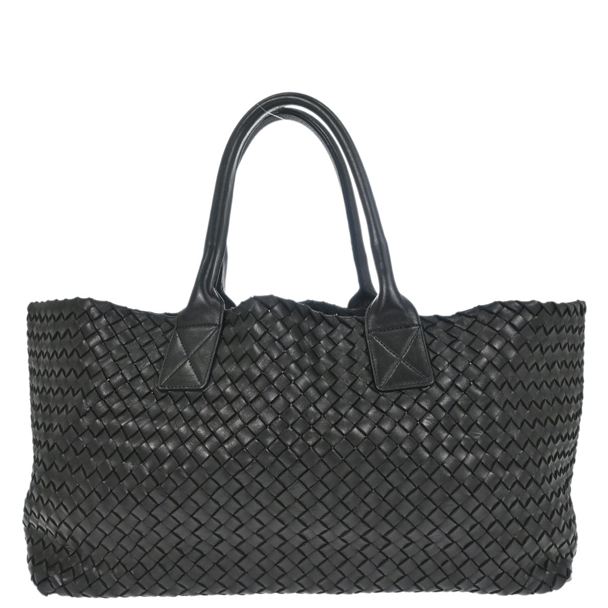 Bottega Veneta Black Lambskin Intrecciato Cabat MM Tote