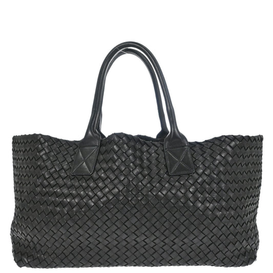Bottega Veneta Black Lambskin Intrecciato Cabat MM Tote