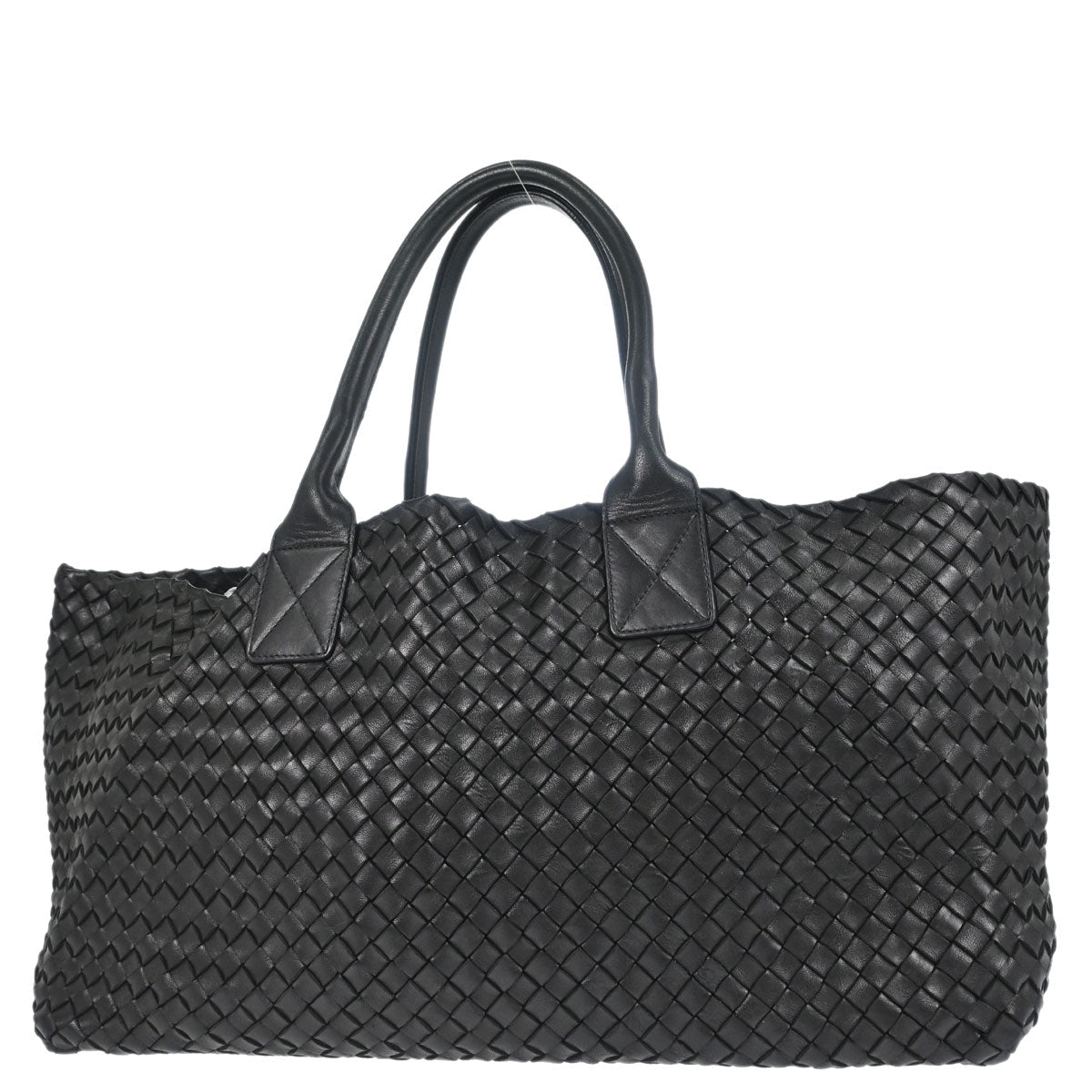 Bottega Veneta Black Lambskin Intrecciato Cabat MM Tote