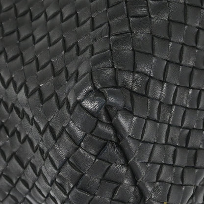 Bottega Veneta Black Lambskin Intrecciato Cabat MM Tote