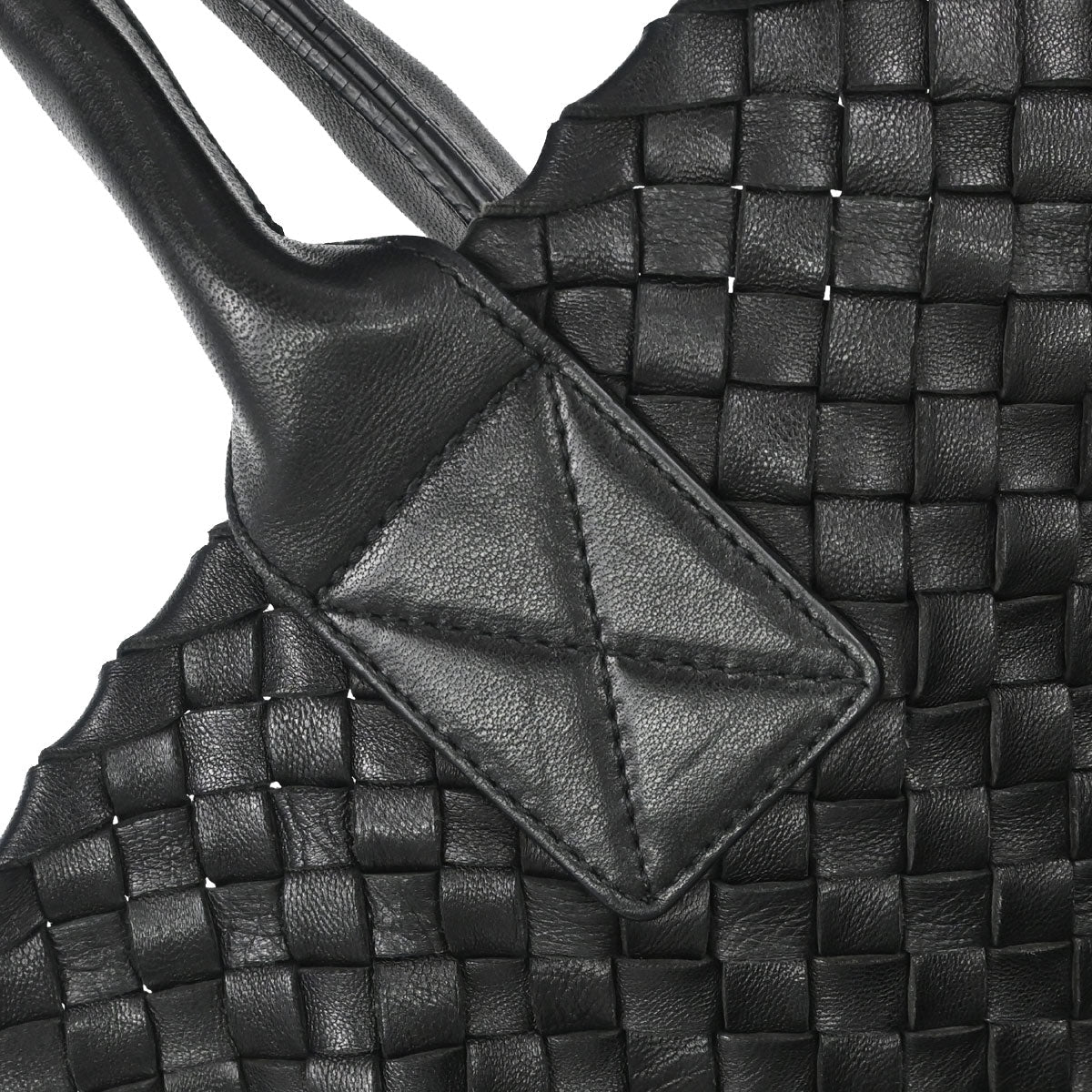 Bottega Veneta Black Lambskin Intrecciato Cabat MM Tote
