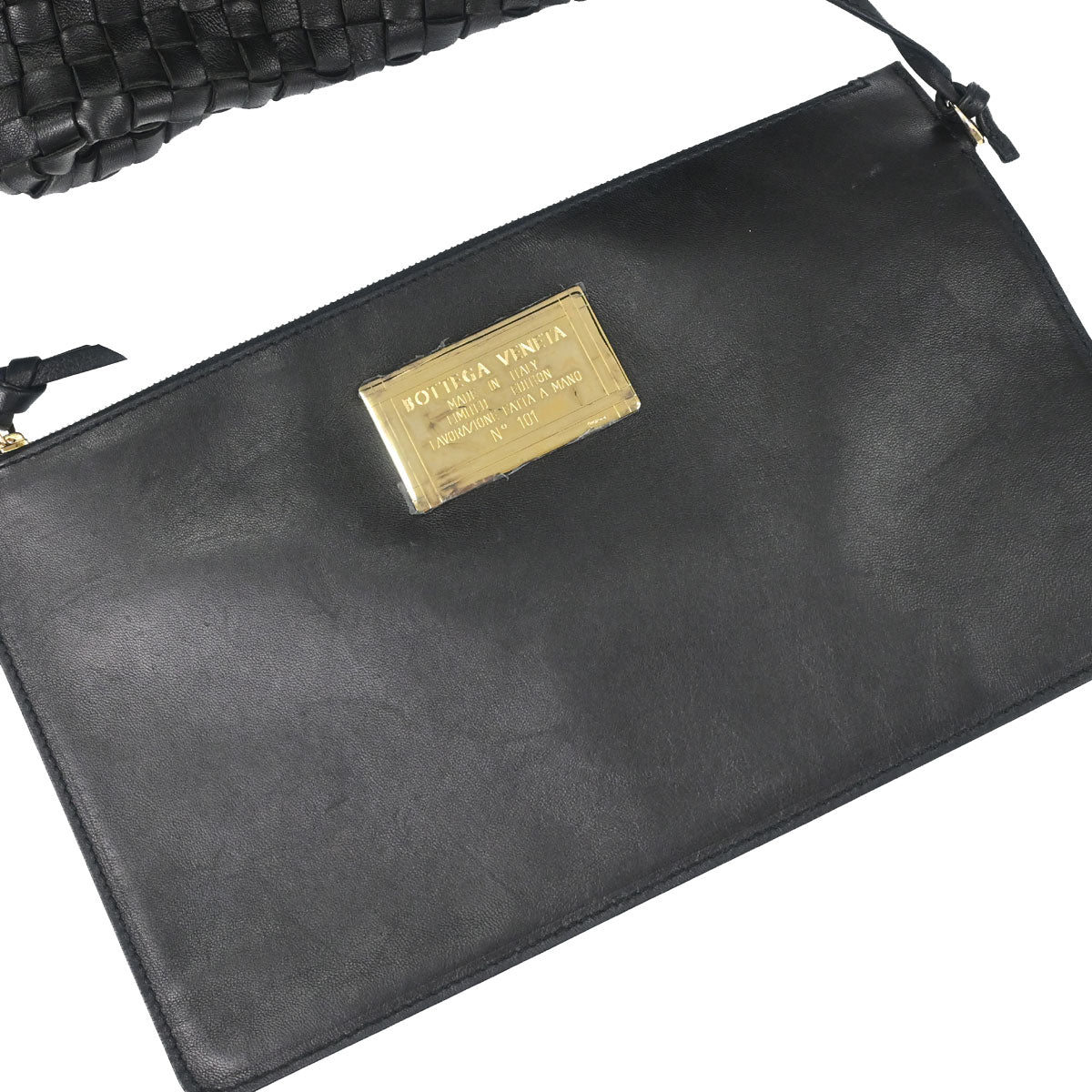Bottega Veneta Black Lambskin Intrecciato Cabat MM Tote