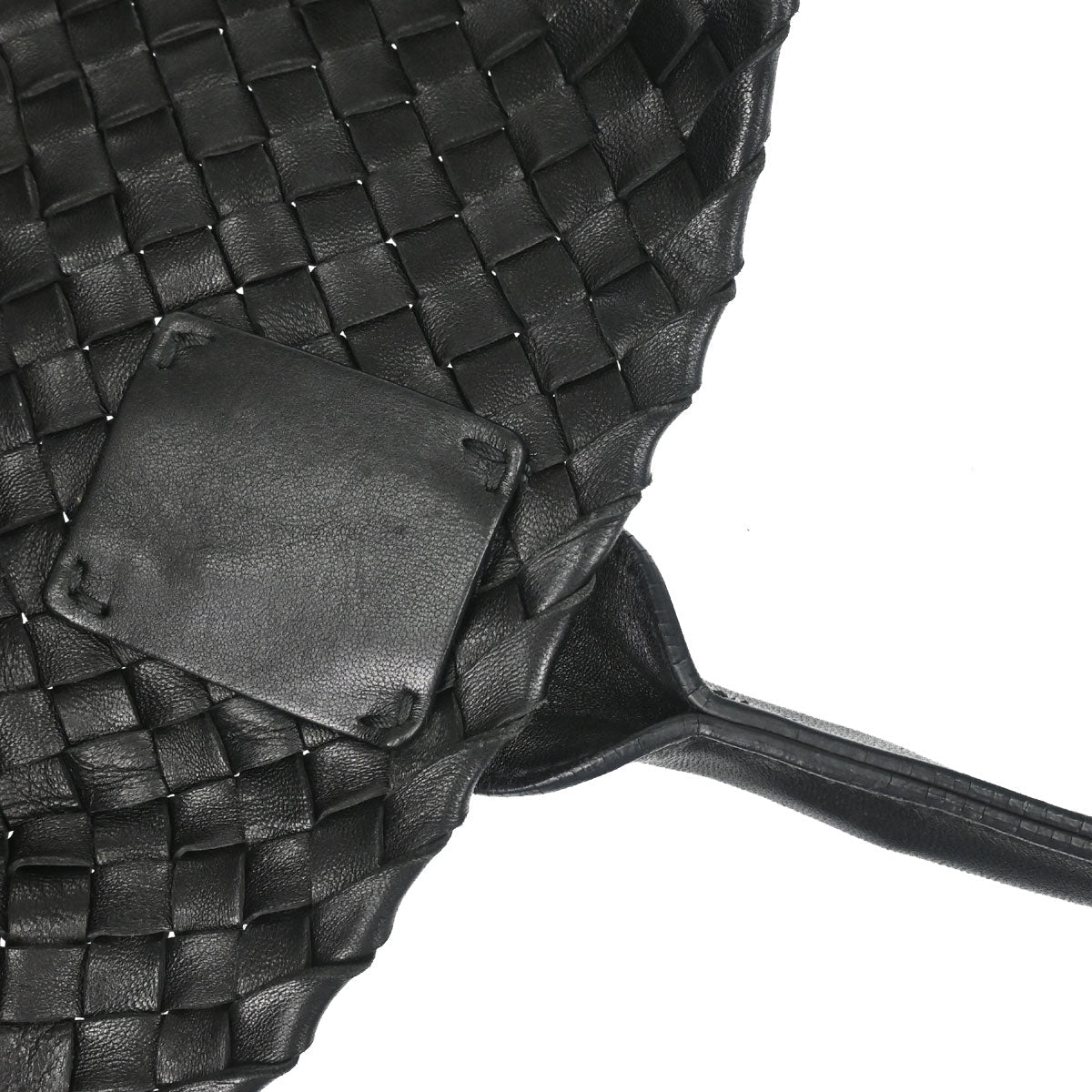Bottega Veneta Black Lambskin Intrecciato Cabat MM Tote