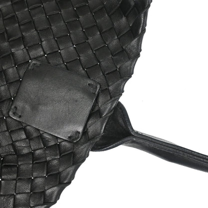 Bottega Veneta Black Lambskin Intrecciato Cabat MM Tote