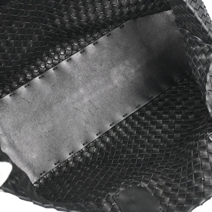 Bottega Veneta Black Lambskin Intrecciato Cabat MM Tote