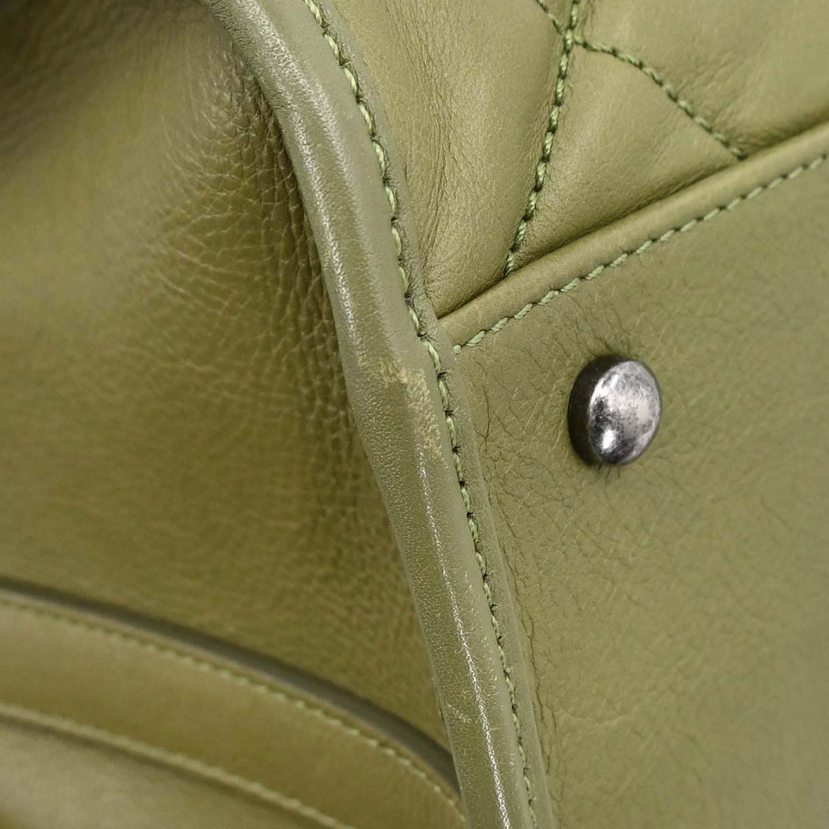 Chanel Green Calfskin Casual Riviera Bowling Bag 2way Shoulder Handbag
