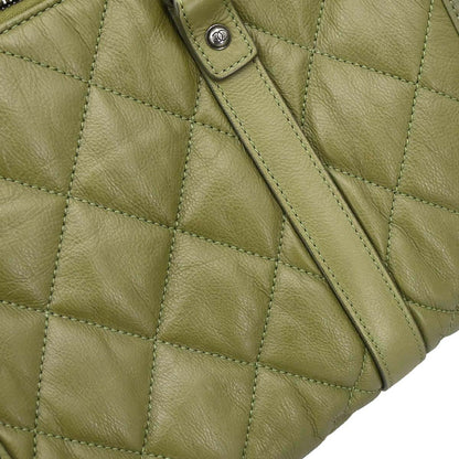 Chanel Green Calfskin Casual Riviera Bowling Bag 2way Shoulder Handbag