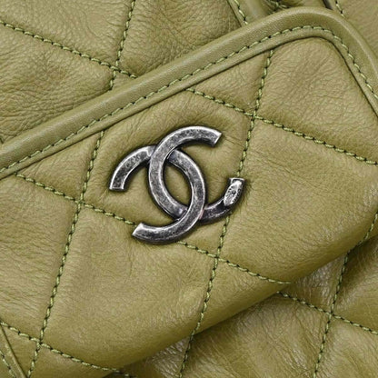 Chanel Green Calfskin Casual Riviera Bowling Bag 2way Shoulder Handbag