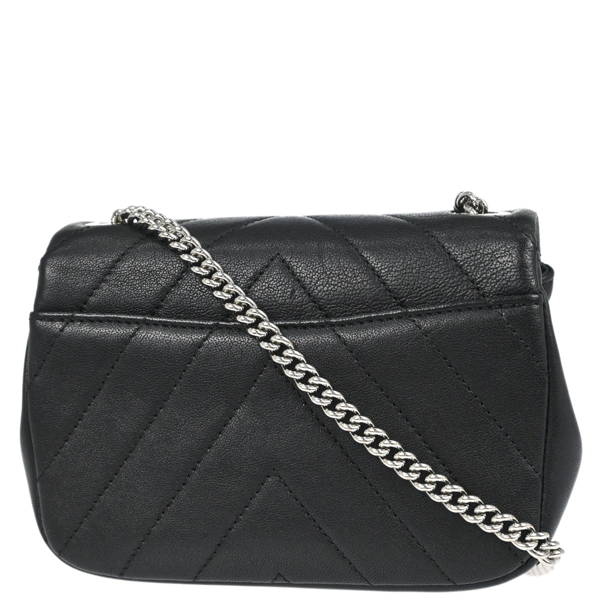 Chanel Black Calfskin Chevron Shoulder Bag