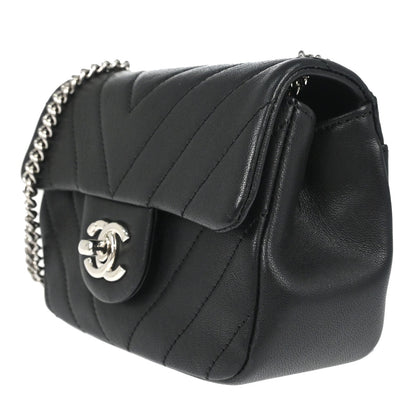Chanel Black Calfskin Chevron Shoulder Bag