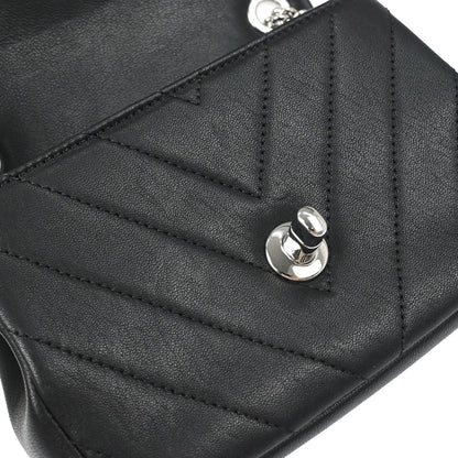 Chanel Black Calfskin Chevron Shoulder Bag