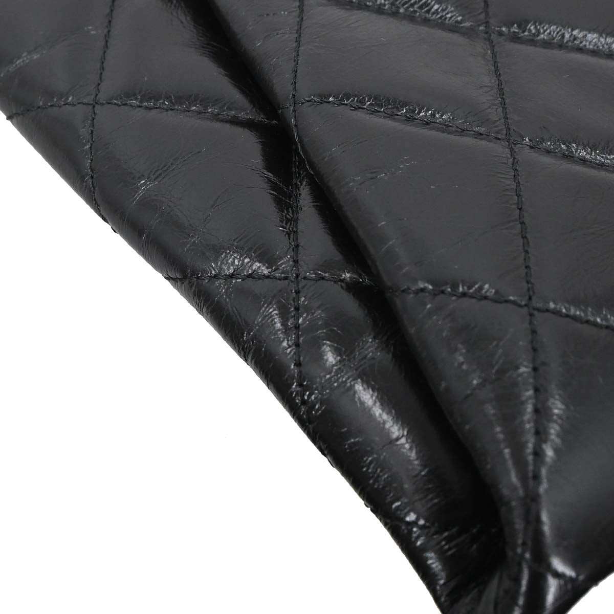 Chanel Black Glazed Calfskin Coco Pleats Shoulder Bag