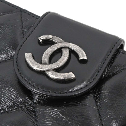 Chanel Black Glazed Calfskin Coco Pleats Shoulder Bag