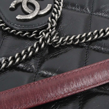 Chanel Black Glazed Calfskin Coco Pleats Shoulder Bag