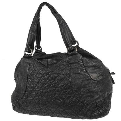 Chanel Black Calfskin Coco Rider Bowling Bag Handbag