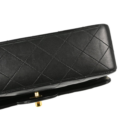Chanel Black Lambskin Small Double Flap Shoulder Bag