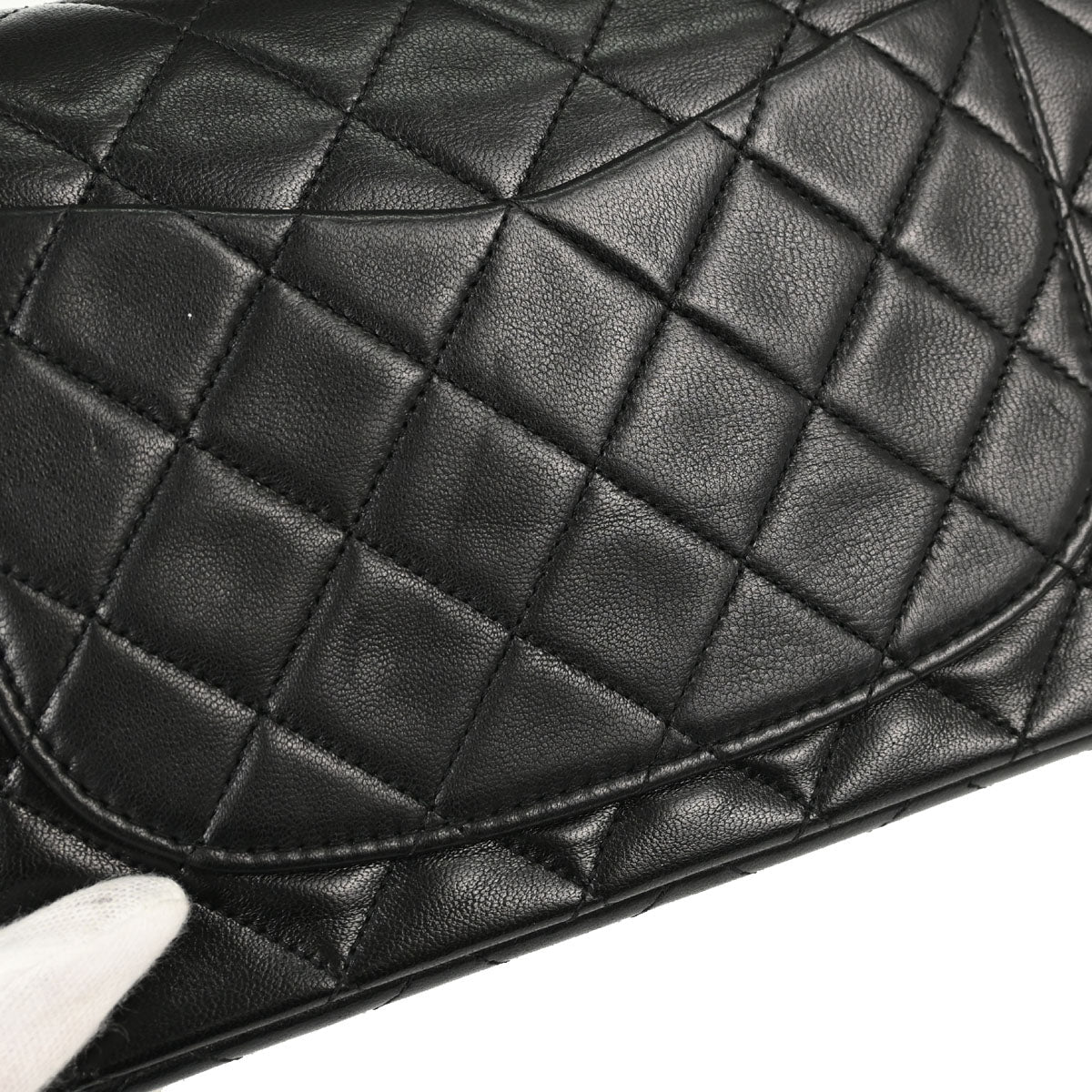 Chanel Black Lambskin Small Double Flap Shoulder Bag