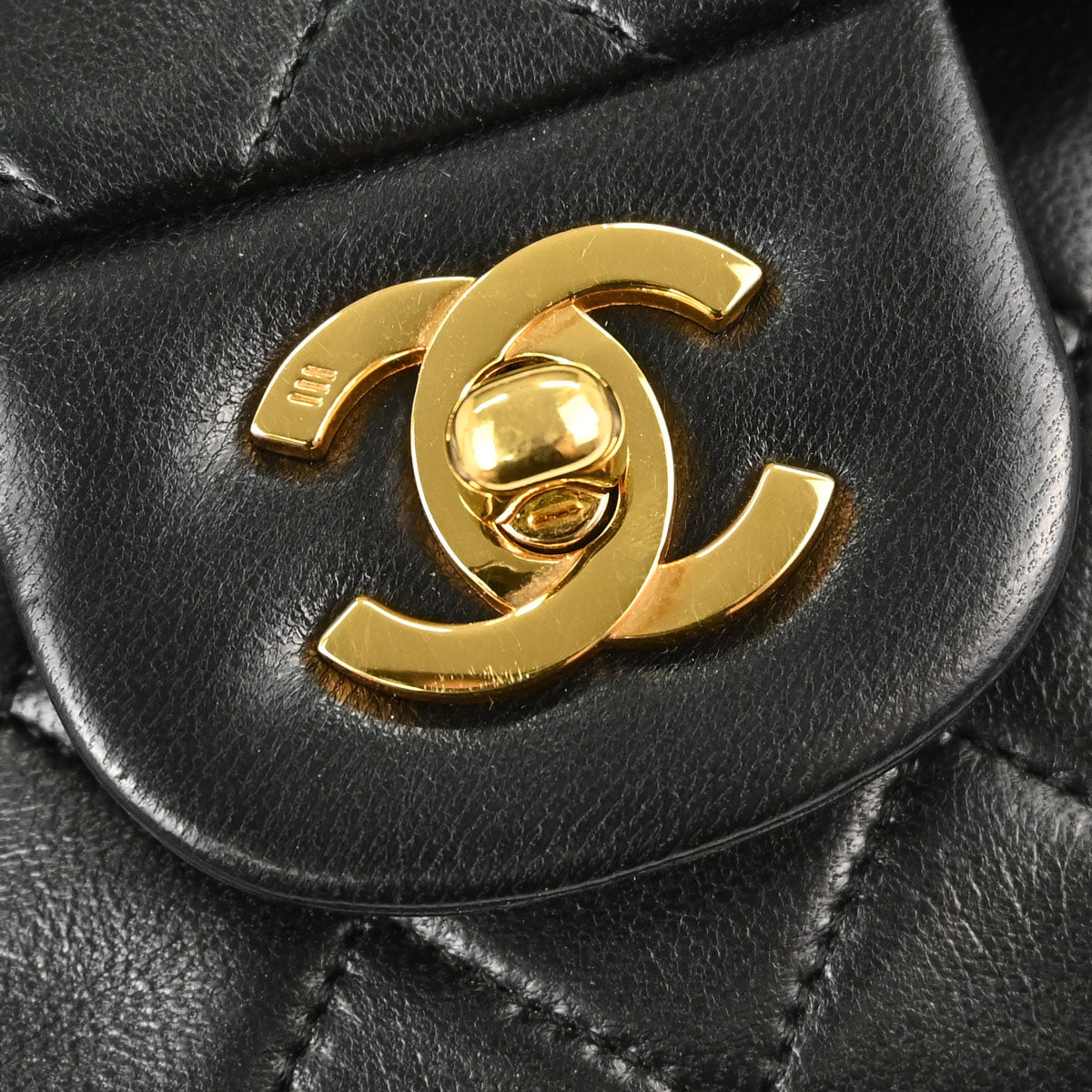 Chanel Black Lambskin Small Double Flap Shoulder Bag
