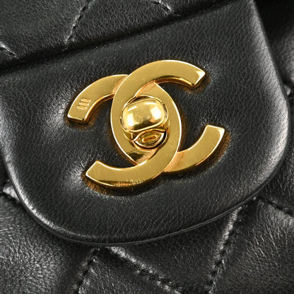 Chanel Black Lambskin Small Double Flap Shoulder Bag