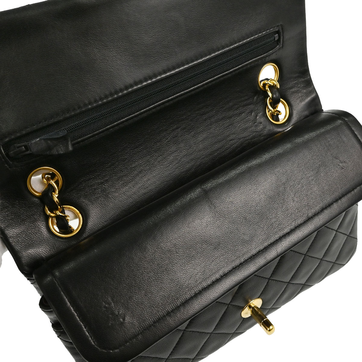 Chanel Black Lambskin Small Double Flap Shoulder Bag
