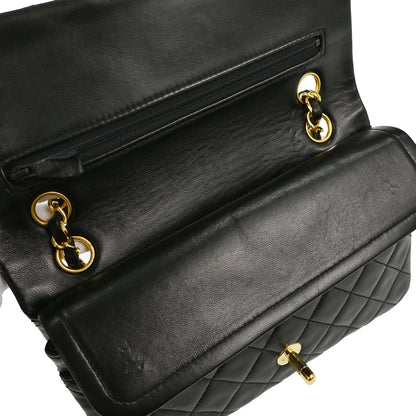 Chanel Black Lambskin Small Double Flap Shoulder Bag