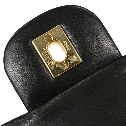 Chanel Black Lambskin Small Double Flap Shoulder Bag