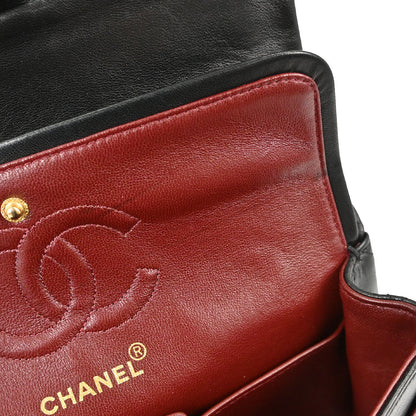 Chanel Black Lambskin Small Double Flap Shoulder Bag