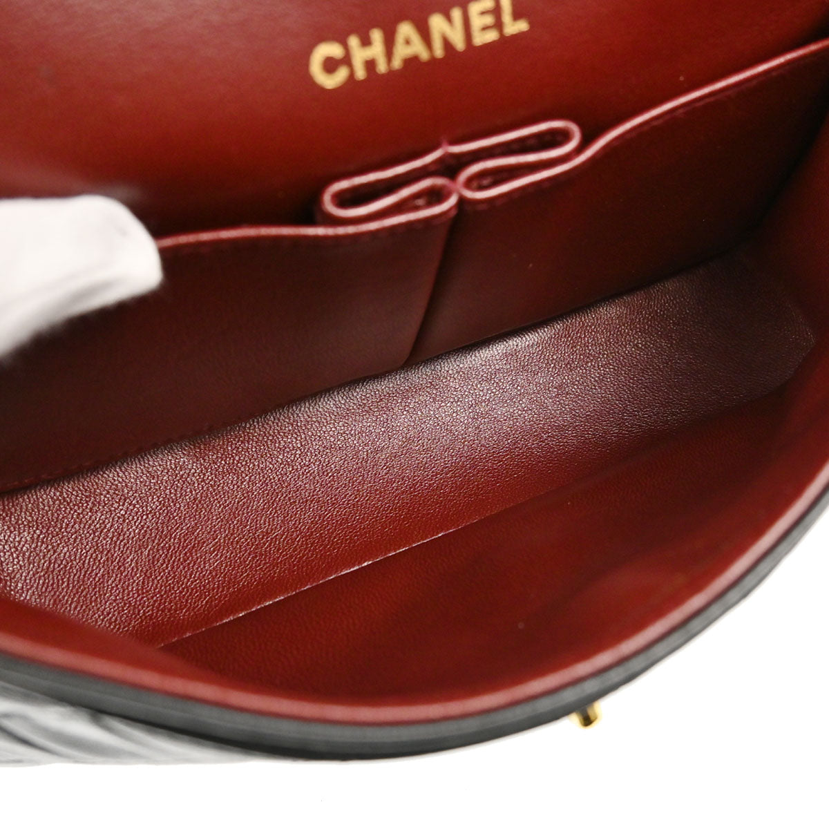 Chanel Black Lambskin Small Double Flap Shoulder Bag