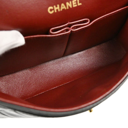 Chanel Black Lambskin Small Double Flap Shoulder Bag
