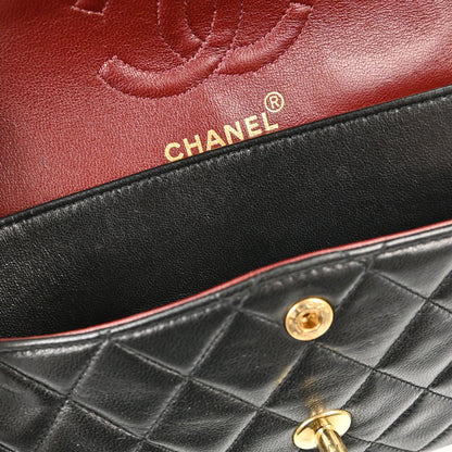 Chanel Black Lambskin Small Double Flap Shoulder Bag
