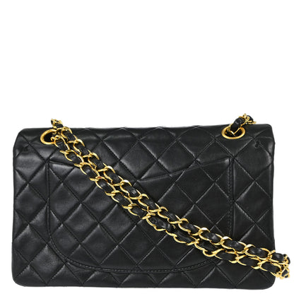 Chanel 1989-1991 Black Lambskin Small Double Flap Shoulder Bag