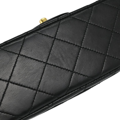 Chanel 1989-1991 Black Lambskin Small Double Flap Shoulder Bag
