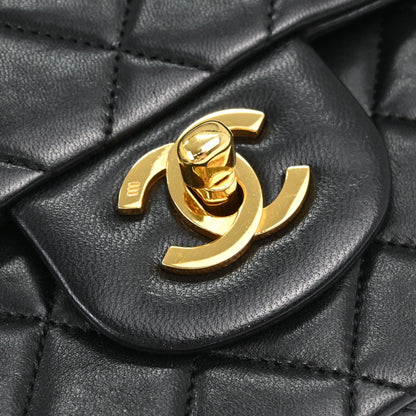 Chanel 1989-1991 Black Lambskin Small Double Flap Shoulder Bag