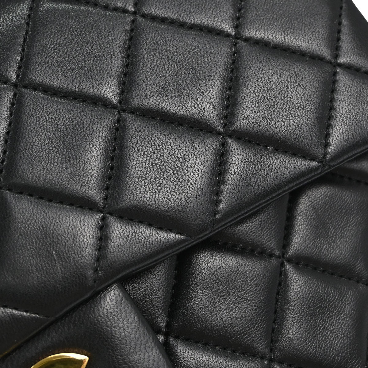 Chanel 1989-1991 Black Lambskin Small Double Flap Shoulder Bag
