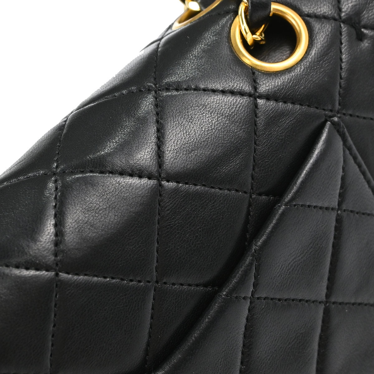 Chanel 1989-1991 Black Lambskin Small Double Flap Shoulder Bag