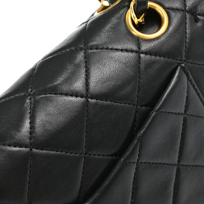 Chanel 1989-1991 Black Lambskin Small Double Flap Shoulder Bag