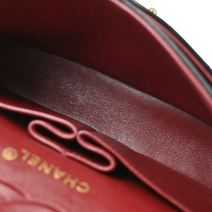 Chanel 1989-1991 Black Lambskin Small Double Flap Shoulder Bag