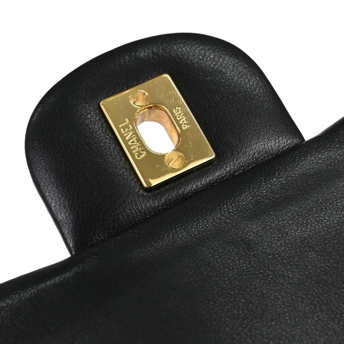 Chanel 1989-1991 Black Lambskin Small Double Flap Shoulder Bag