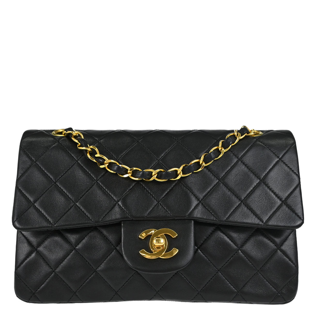 Chanel Black Lambskin Small Classic Double Flap Shoulder Bag
