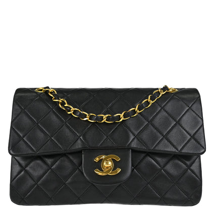 Chanel Black Lambskin Small Classic Double Flap Shoulder Bag