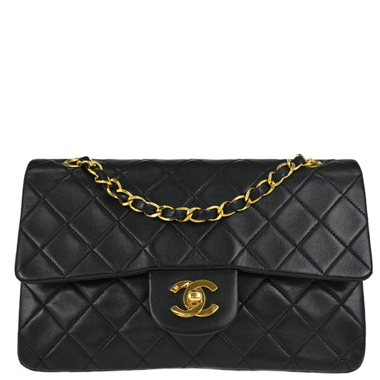 Chanel Black Lambskin Small Classic Double Flap Shoulder Bag